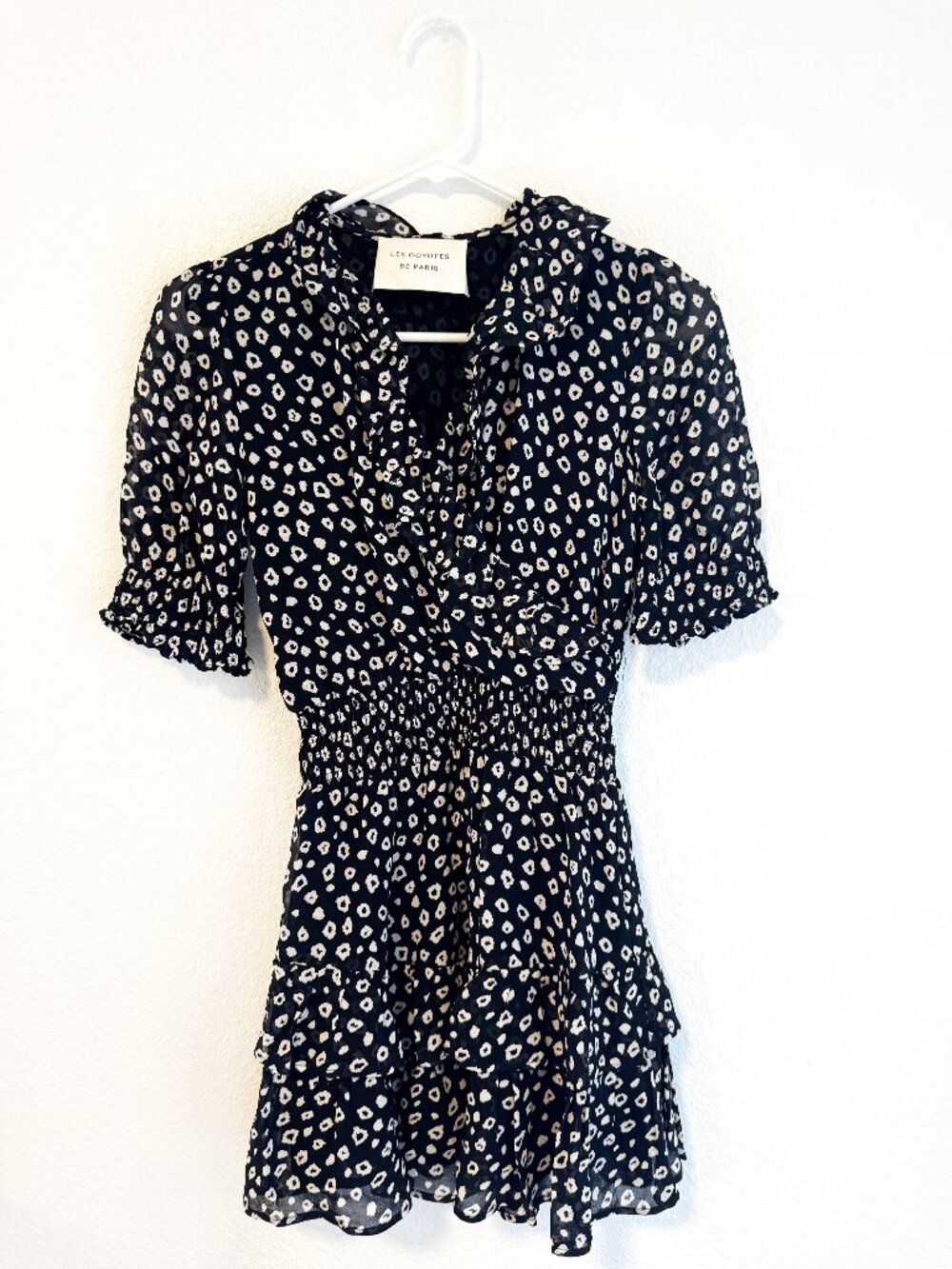Les Coyotes de Paris Girl's Leopard Print Ruffle Mini Dress in Black Youth 10